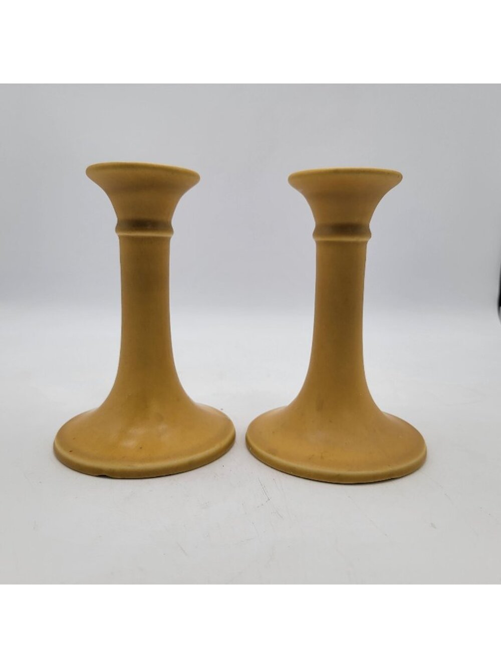 Rookwood Pottery Matte Yellow Candle Holders